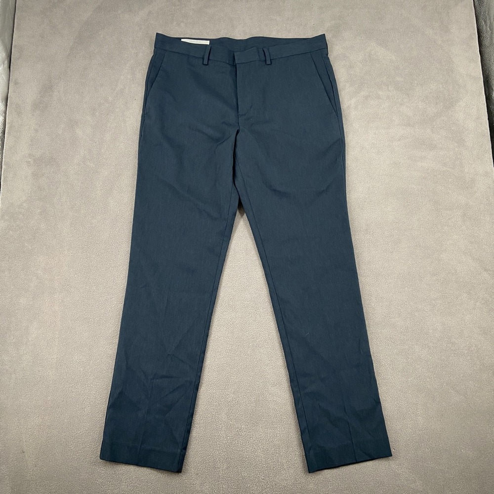 Perry Ellis Portfolio Dress Pants Mens 34x32 Teal Stretch‎ Slim Fit Straight Leg